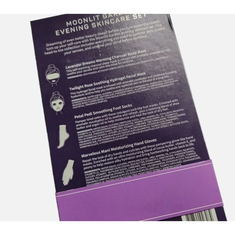 2 SPA LIFE EVENING SKIN CARE SET MOONIT GARDEN SLEEP MASK PEDI SOCKS &‎ GLOVES